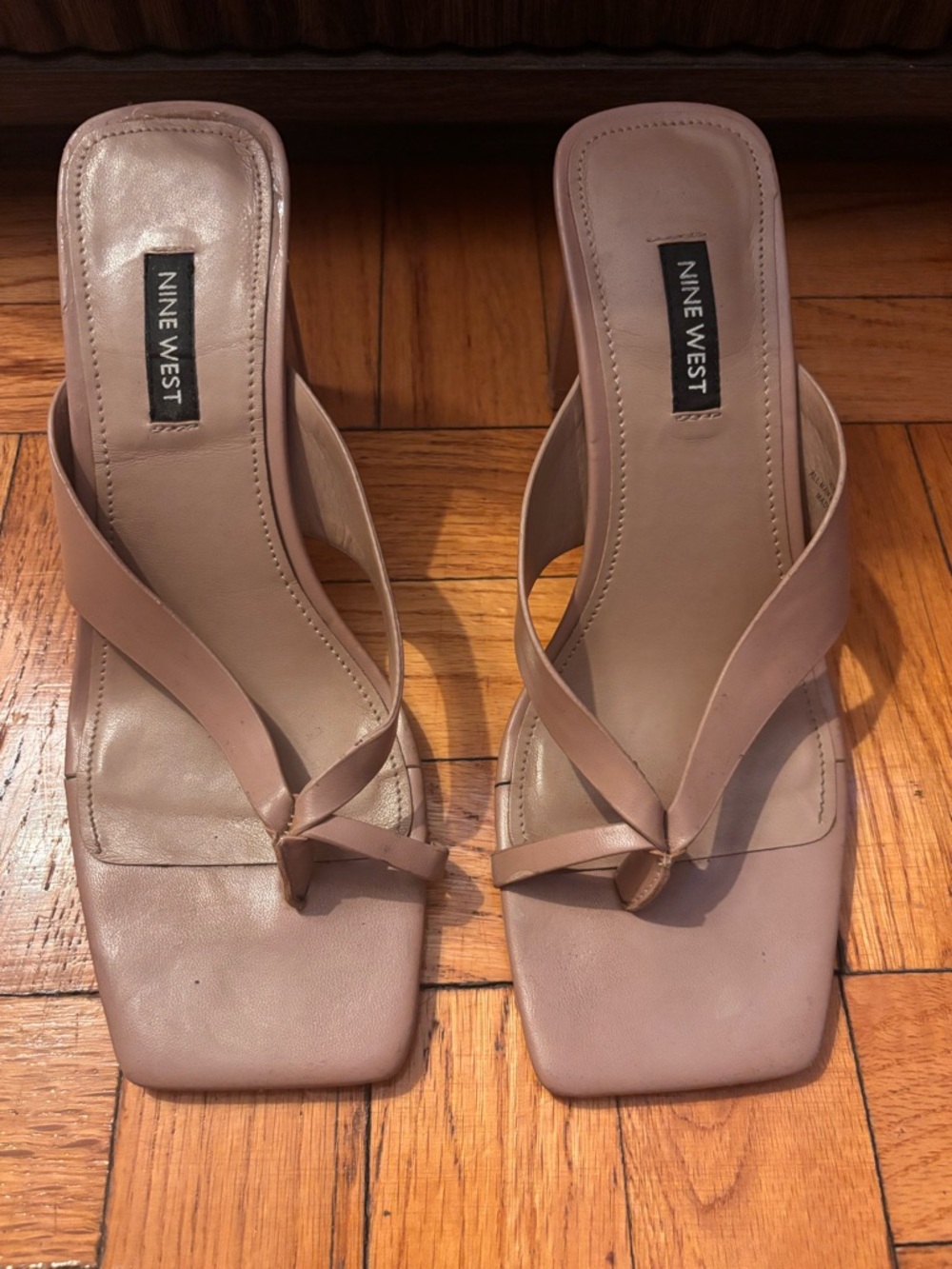 Nine West Blush Pink Knot-Accent Leather Mules